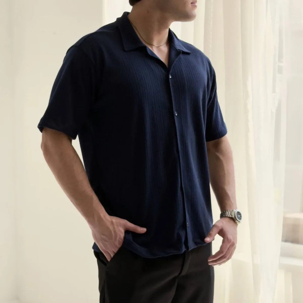 New Edition Camisa Manga Corta European Collection Azul Mari